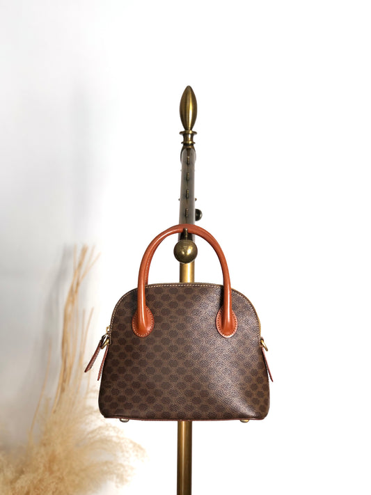 CELINE Macadam Two-way Handbag Shoulder bag Brown Vintage cwamvm