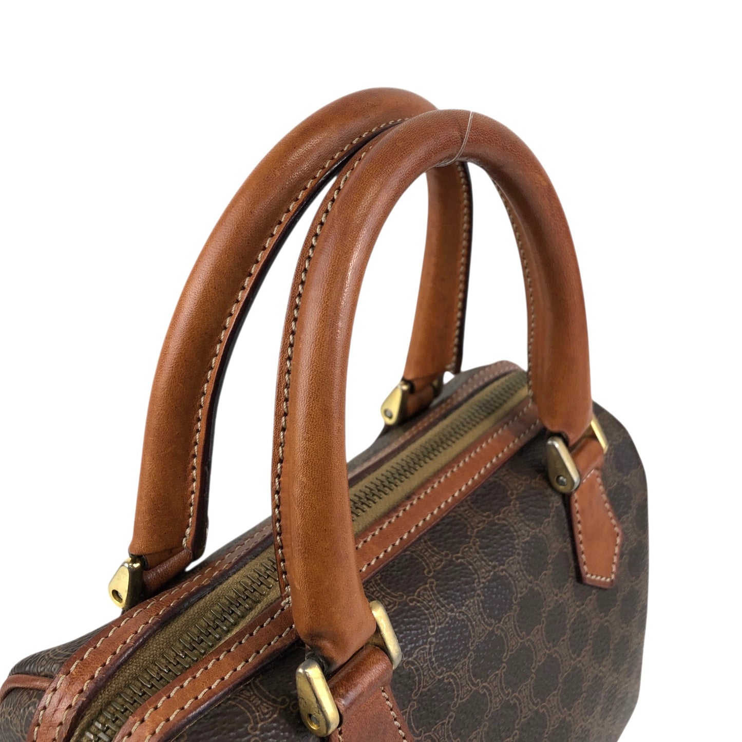 CELINE Macadam Two-way Small Handbag Shoulder bag Brown Vintage nvyja5