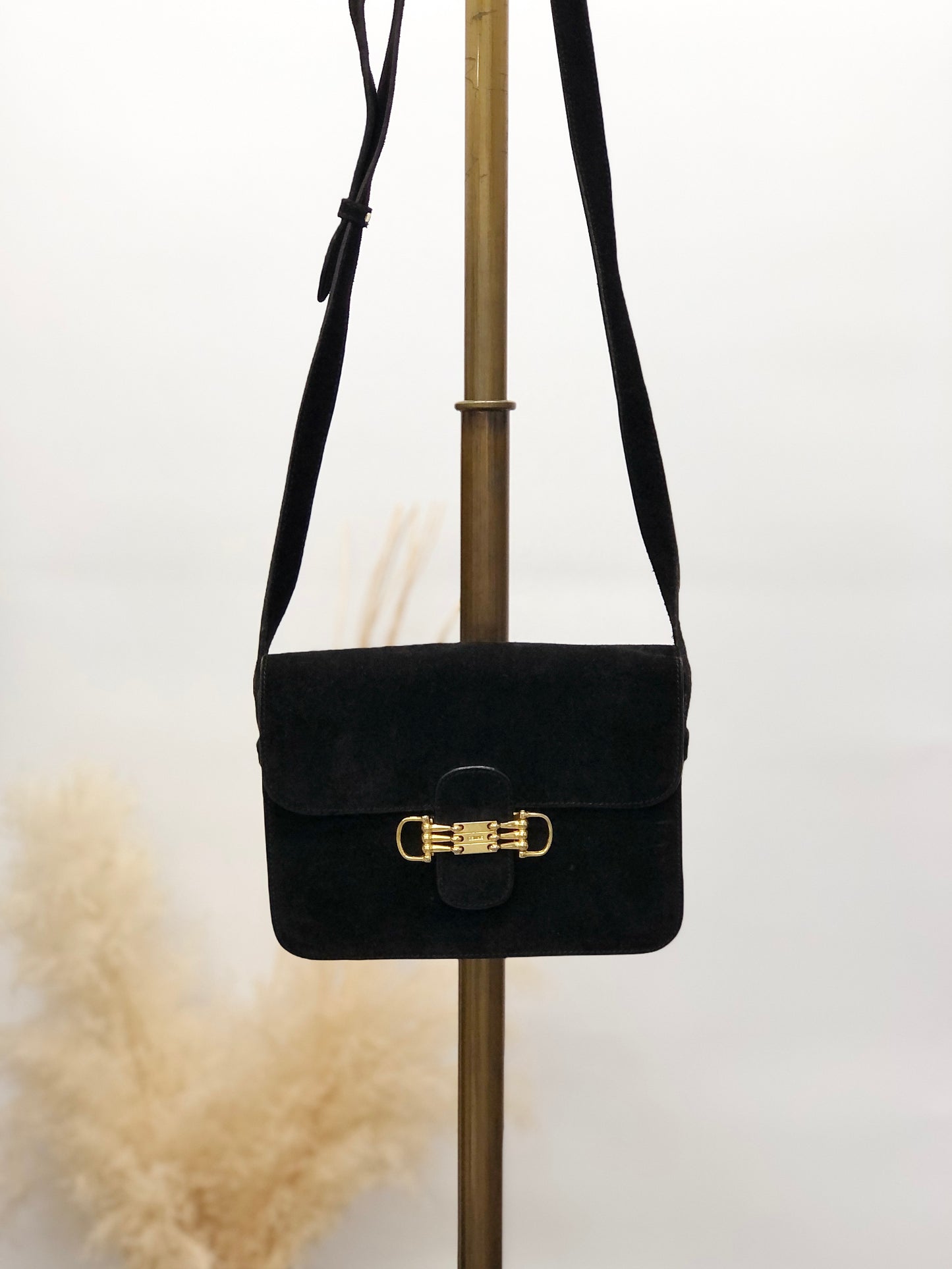 CELINE Horse Bit Shoulder bag Black Vintage yffeiu