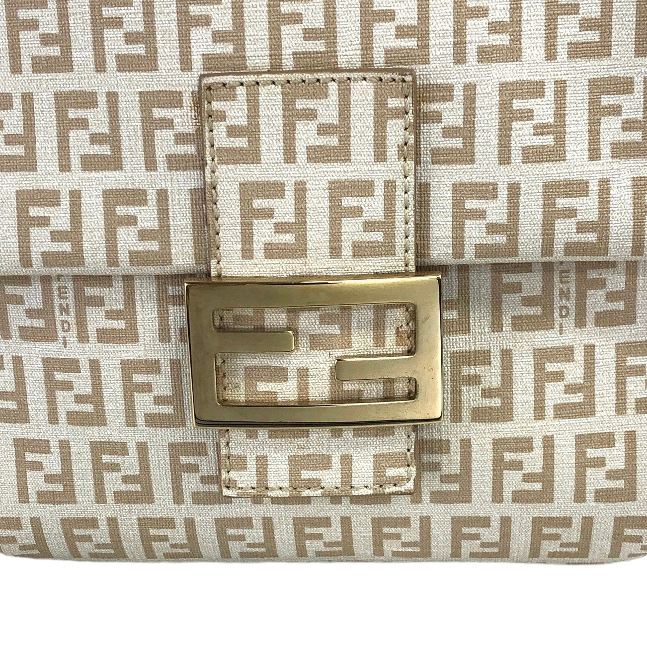 FENDI Zucchino Logo Shoulder bag Beige Vintage 77avh5