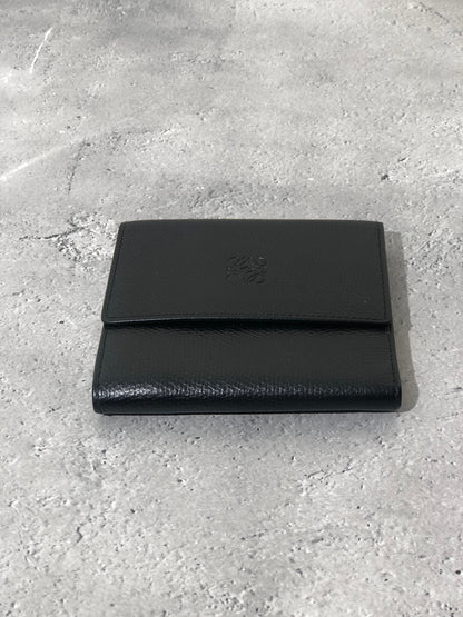 LOEWE Anagram Logo Leather Trifold Wallet Black Vintage i27f3r