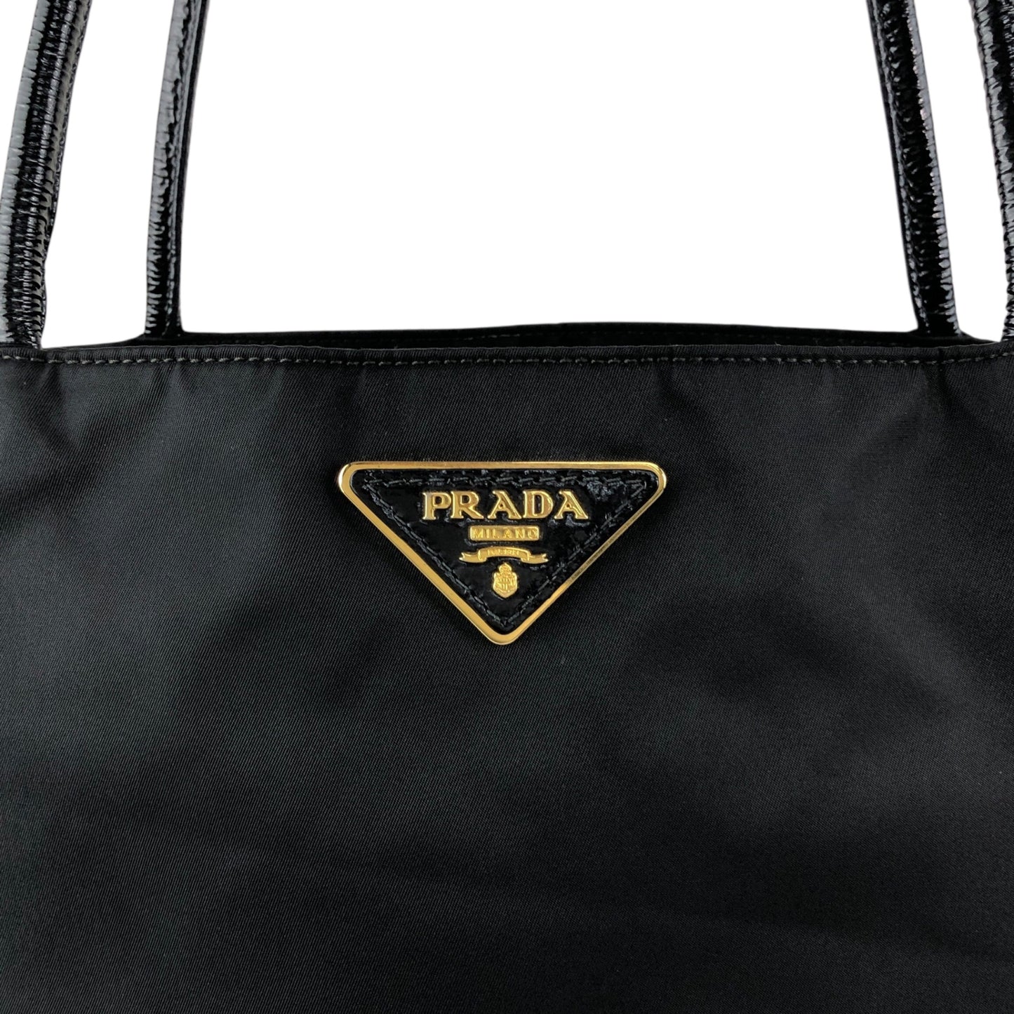 PRADA Tessuto Triangle Logo Handbag Totebag Black Vintage bikz2y