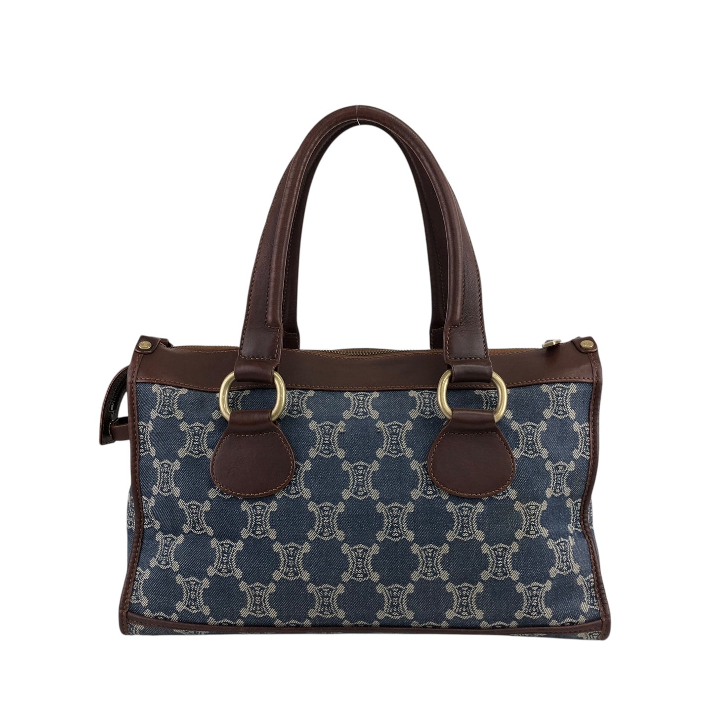 CELINE Paris Macadam Double Pocket Handbag Navy Vintage sh5hjs