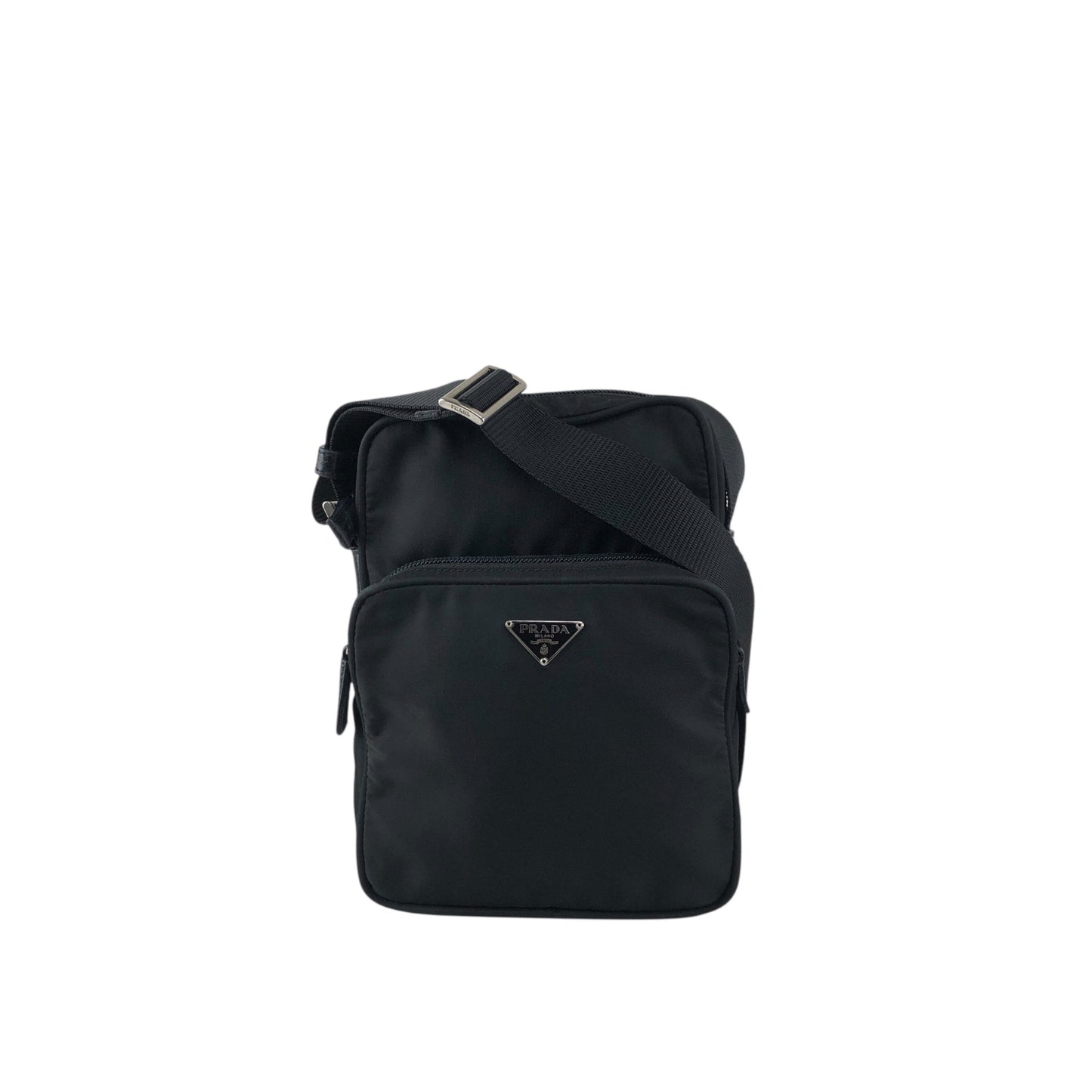 PRADA Tessuto Triangle Logo Shoulder bag Black Vintage 2ctkw3