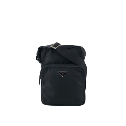 PRADA Tessuto Triangle Logo Shoulder bag Black Vintage 2ctkw3