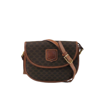 CELINE Macadam Blason Round Shoulder bag Brown Vintage v54uj5