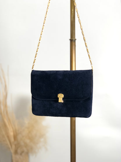 CELINE Blason Chain Shoulder bag Navy Vintage bppgsa