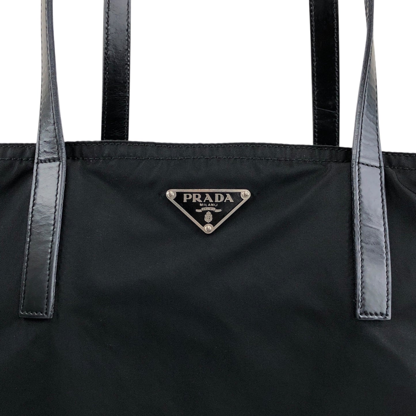 PRADA Tessuto Triangle Logo Totebag Black Vintage weepxg