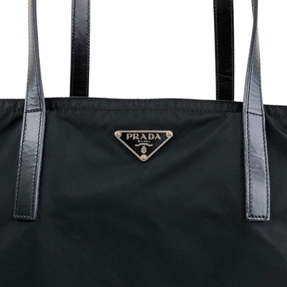 PRADA Tessuto Triangle Logo Totebag Black Vintage weepxg