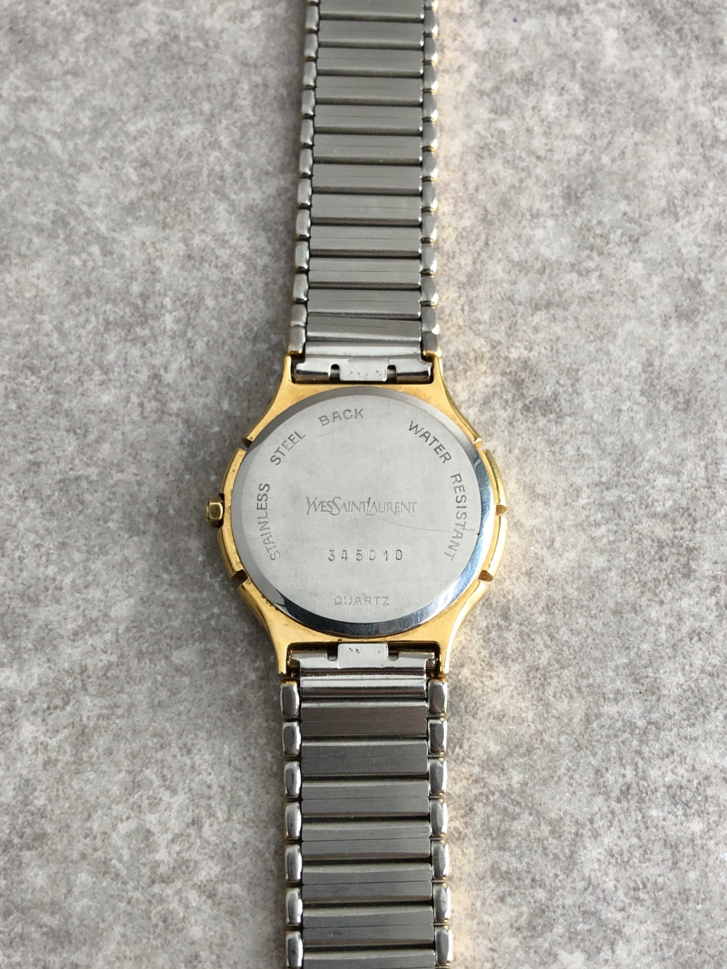 Yves Saint Laurent YSL Logo Watch Silver 345010 Vintage mg725r