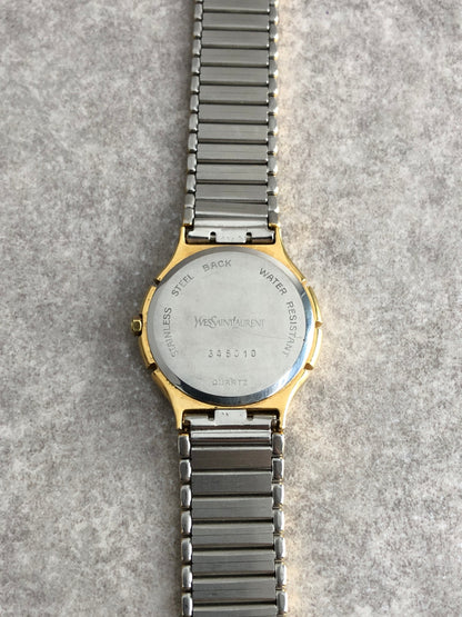 Yves Saint Laurent YSL Logo Watch Silver 345010 Vintage mg725r