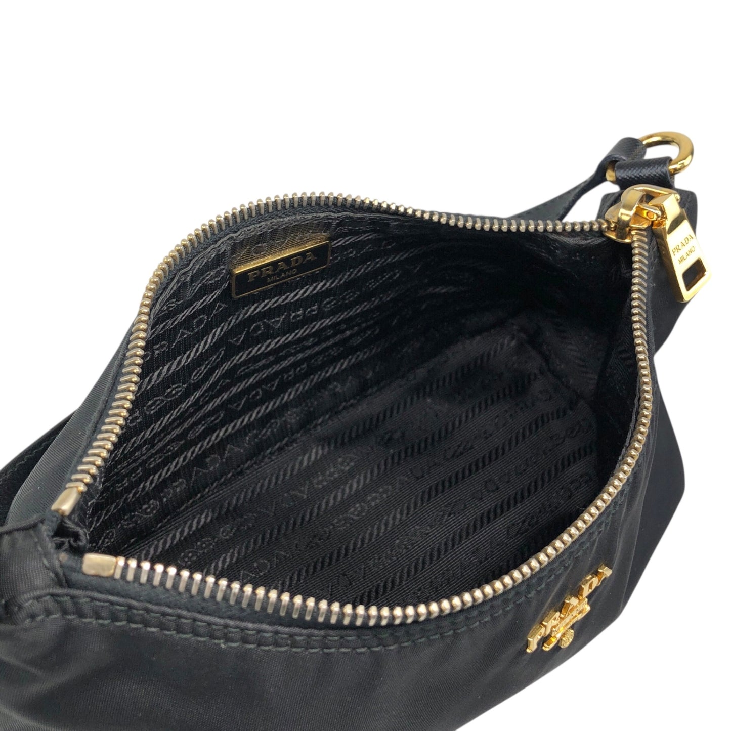 PRADA Logo Small Handbag Black Vintage 4kewfr