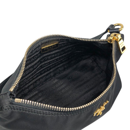 PRADA Logo Small Handbag Black Vintage 4kewfr