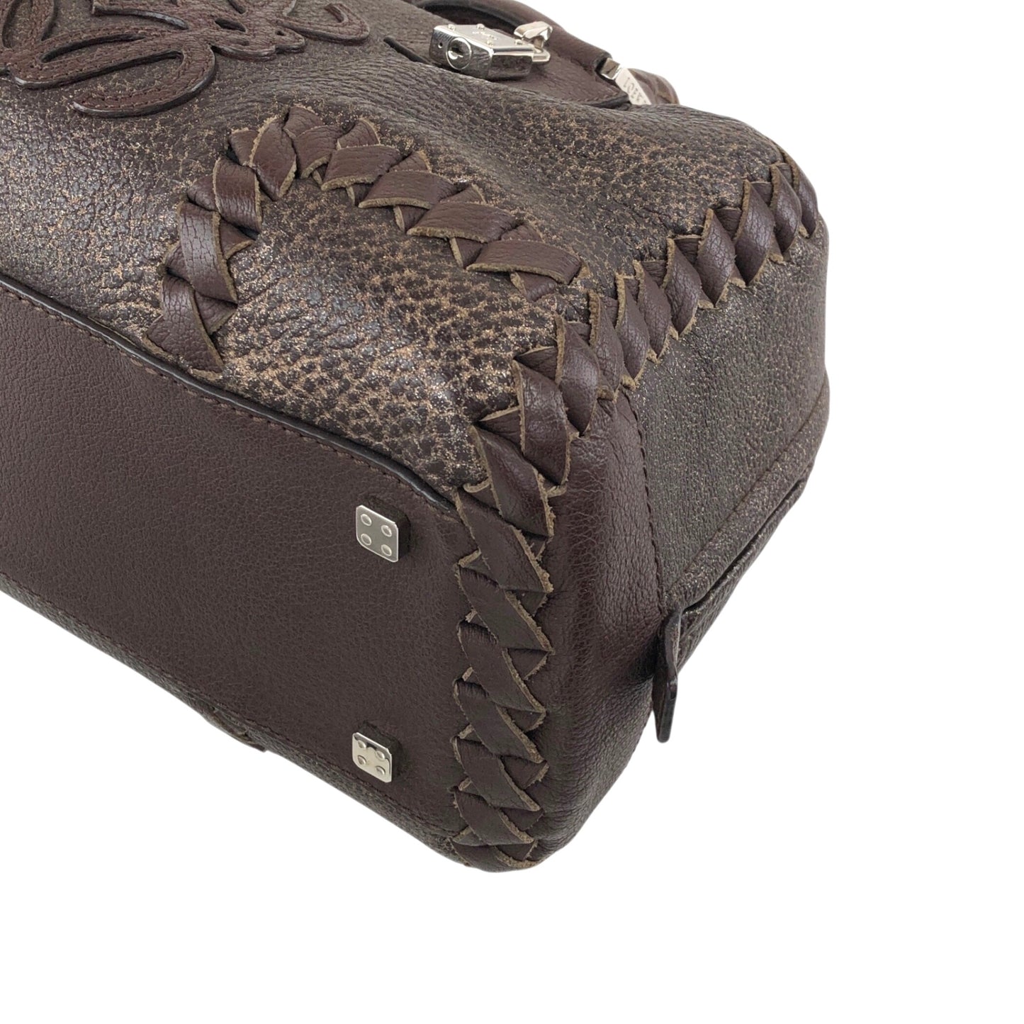 LOEWE Amazona28 Anagram Handbag Boston bag Brown Vintage rd4izx