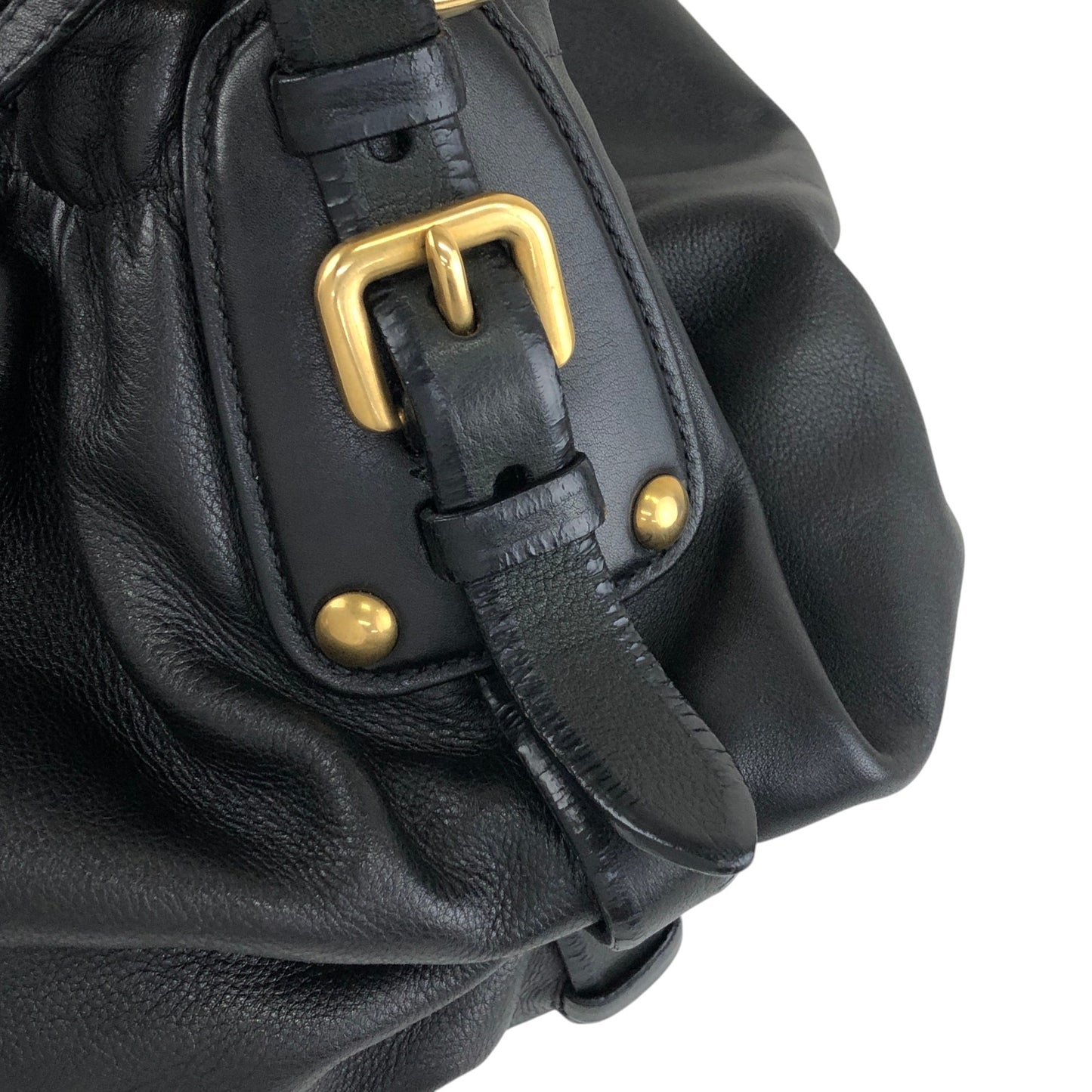 PRADA Logo Shoulder bag Black Vintage guki3f