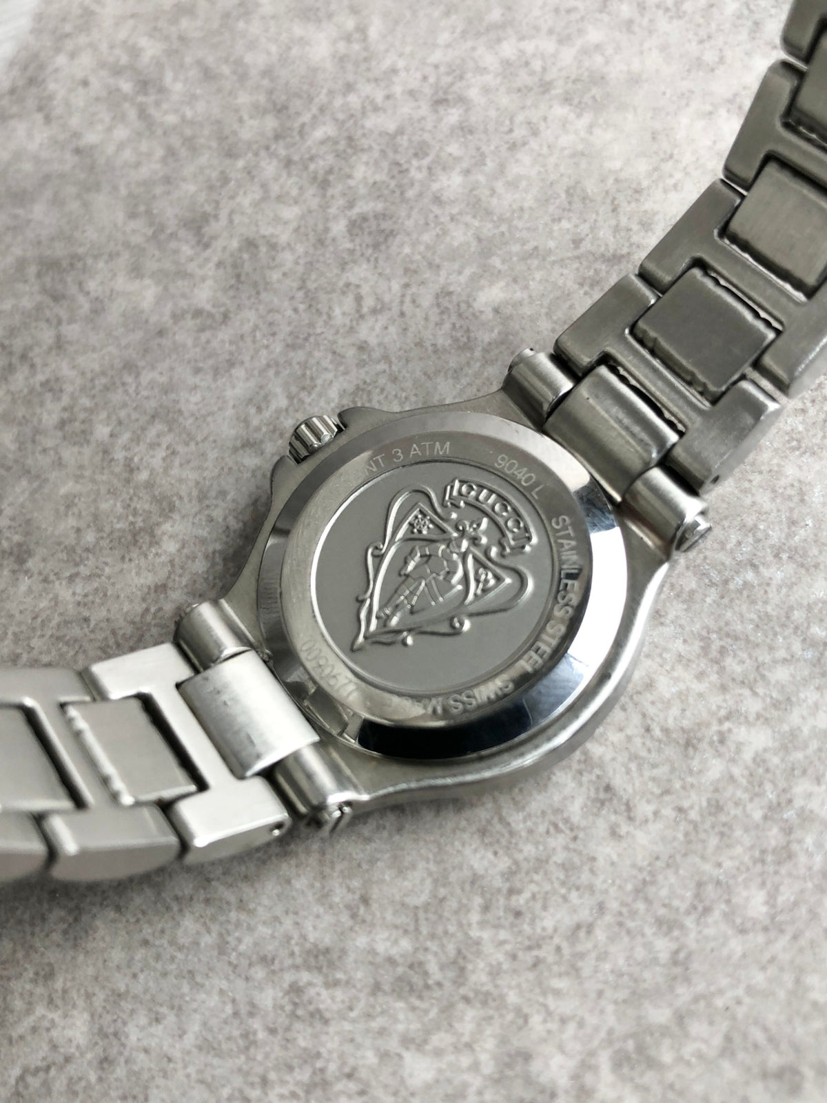GUCCI Logo Quartz Watch Silver×Black 9040L Vintage z3cdyu