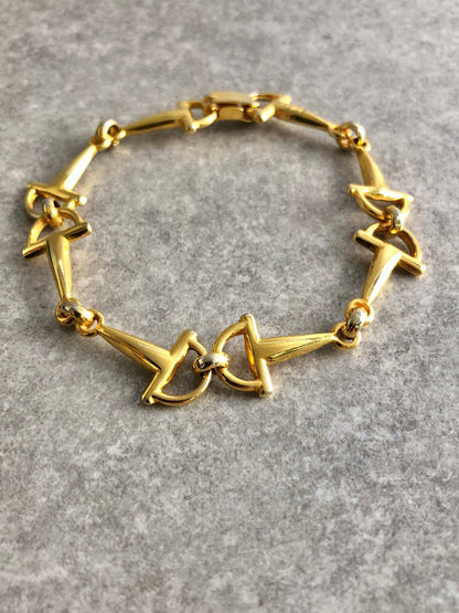 CELINE Horse Bit Bracelet Gold Vintage yx6tea