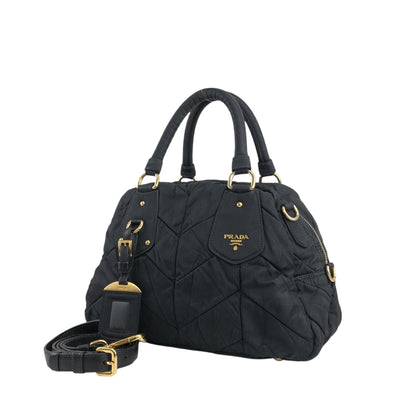 PRADA Logo Two-way Handbag Shoulder bag Black Vintage aw3e2f