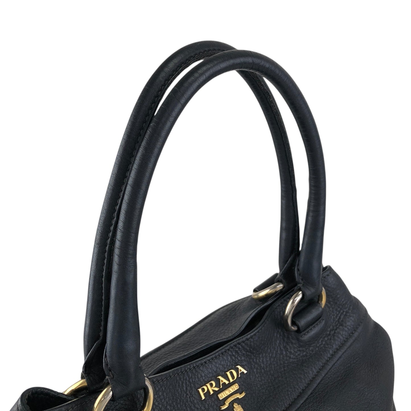PRADA Logo Handbag Totebag Black Vintage 3ksgpr