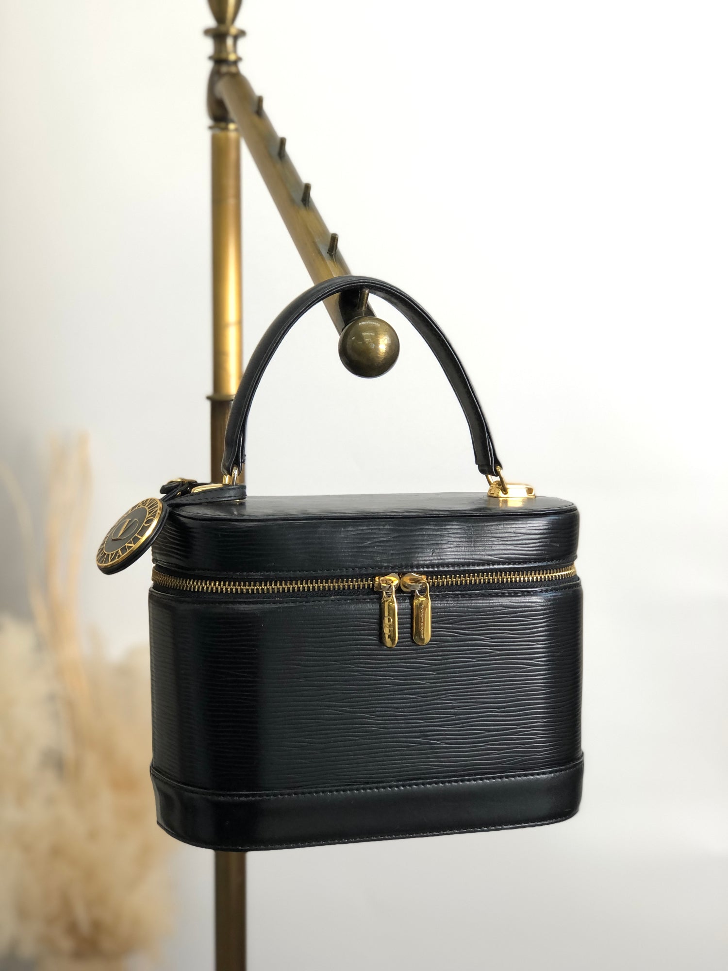 Leather vanity bag sale