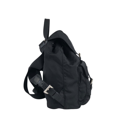 PRADA Triangle Logo Double Pocket Backpack Black Vintage ipfw4s