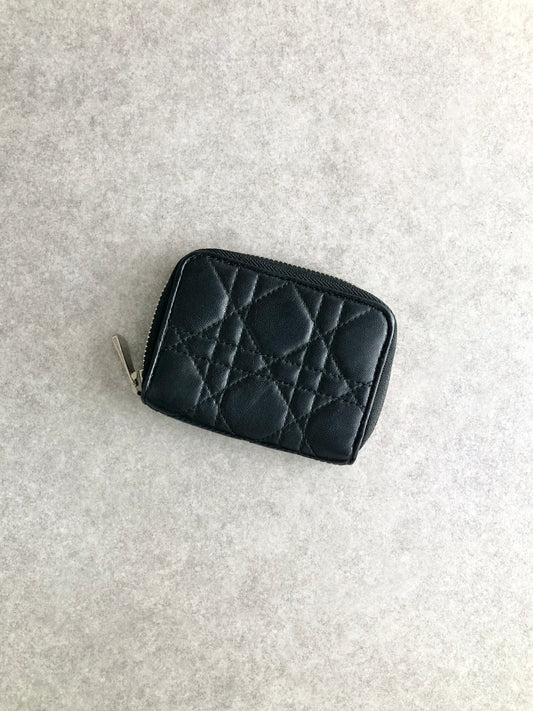 Christian Dior Cannage Coin Purse Black Vintage 3sfxun