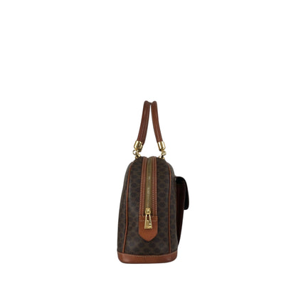 CELINE Macadam Blason Handbag Brown Vintage 623s5d