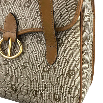 Christian Dior Honeycomb Pattern Handbag Beige Vintage 64sff4