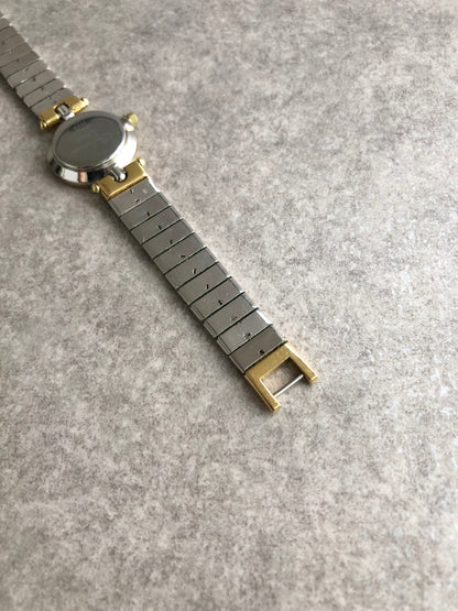 Christian Dior Logo Quartz Watch Silver×Gold 3025 Vintage 3es7fc