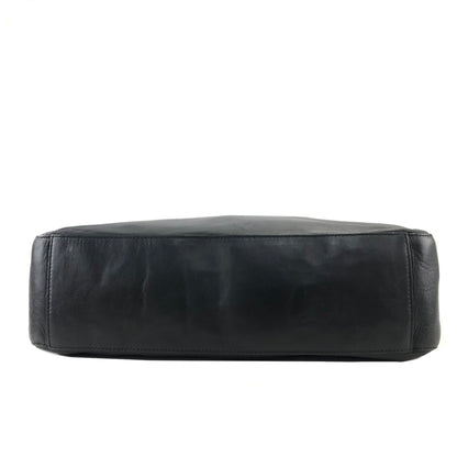 PRADA Logo Motif Embossed Leather Shoulder bag Hobobag Black Vintage b8kas6
