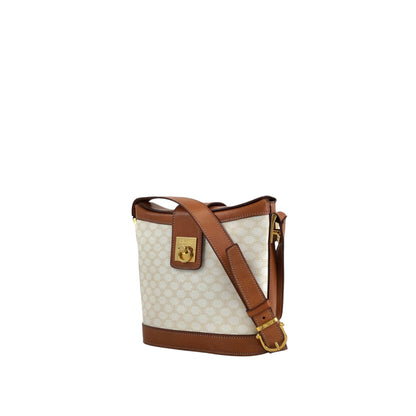 CELINE Macadam Gancini Shoulder bag White×Brown Vintage gt3h8m