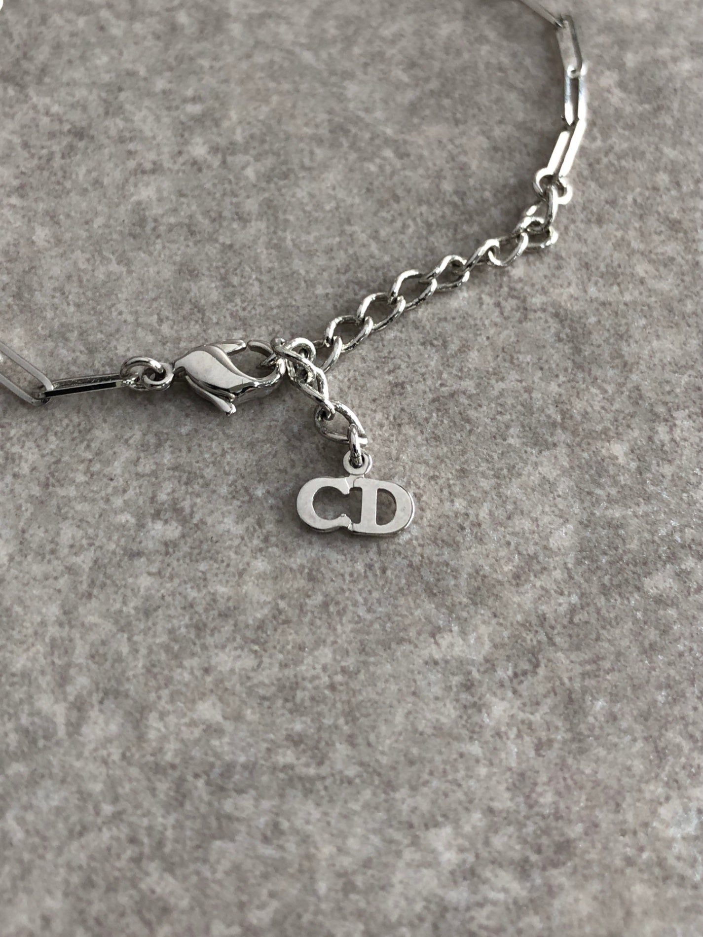 Christian Dior Logo Rhinestone Bracelet Silver Vintage v5ry85