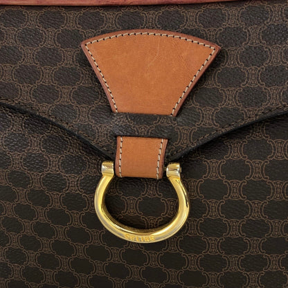 CELINE Macadam Horseshoe  PVC Leather Shoulder bag Brown Vintage  zavge3