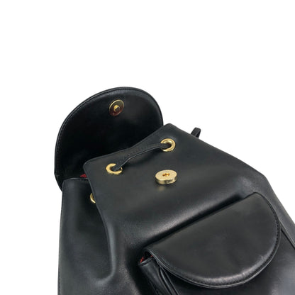 Christian Dior Logo Charm Backpack Black Vintage i8y5w2