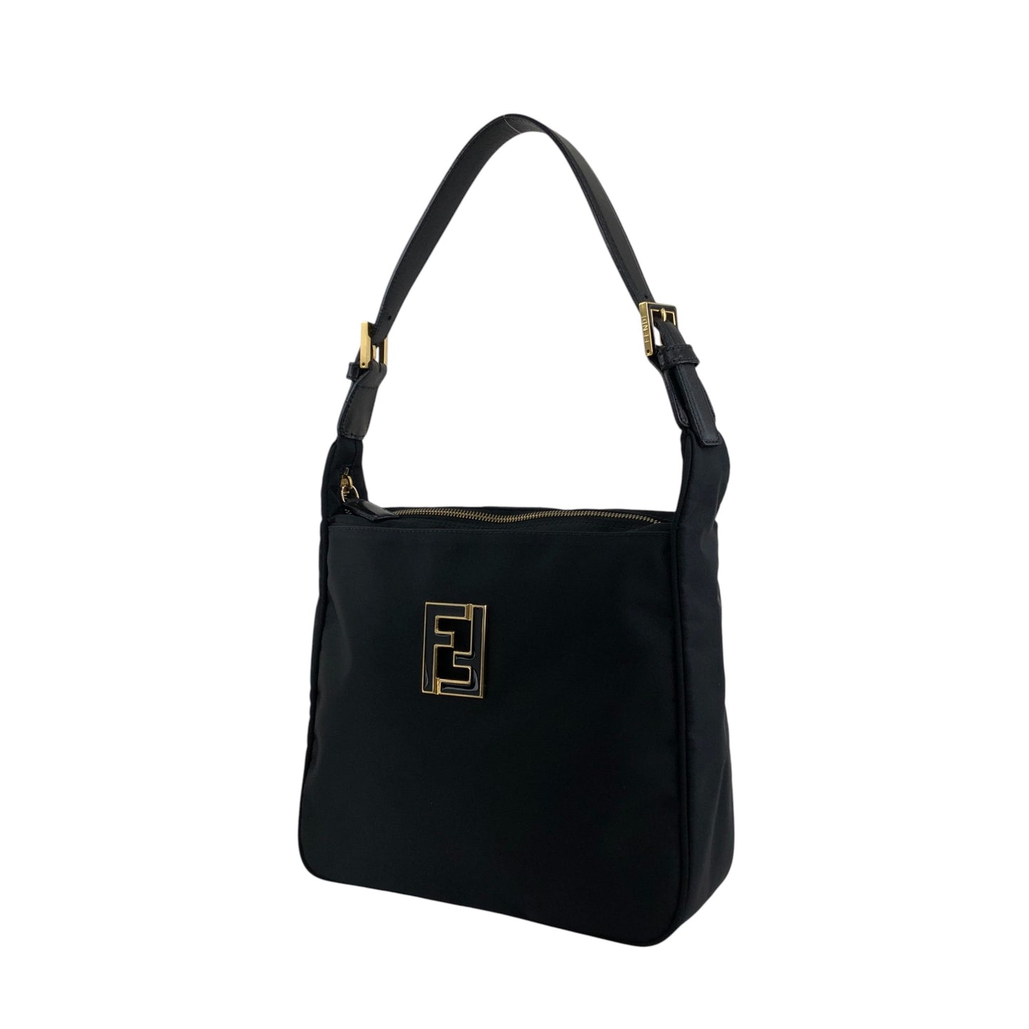 FENDI Logo Shoulder bag Black Vintage 4xxsjx