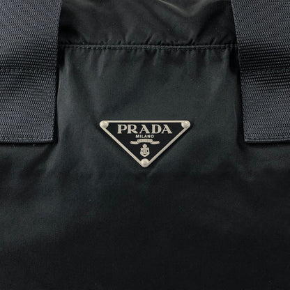 PRADA Tessuto Triangle Logo Handbag Boston bag Black Vintage ycwtum