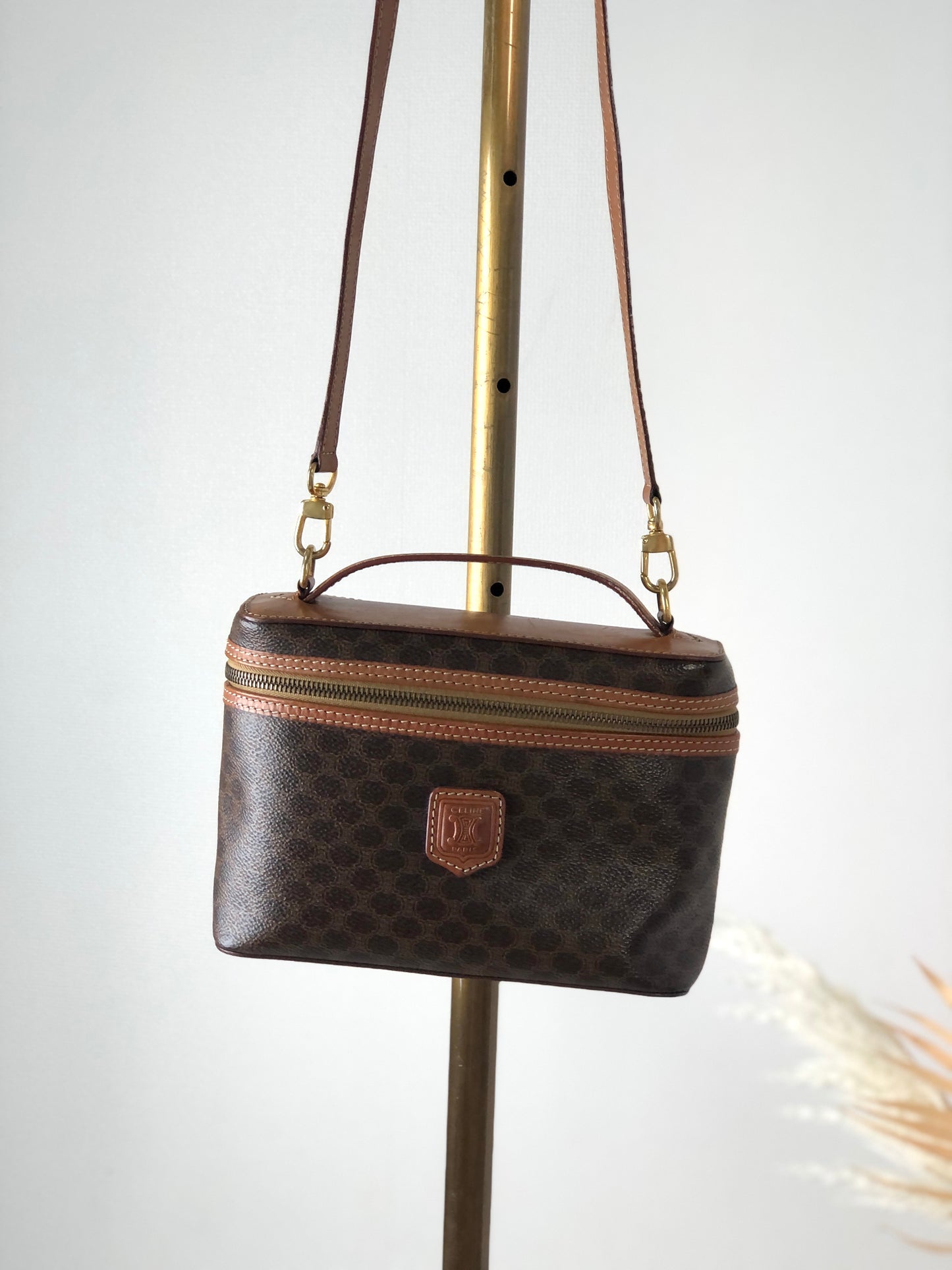 CELINE Macadam Blason  PVC Leather Two-way Shoulder bag Vanity bag Brown Vintage 4v8ygf