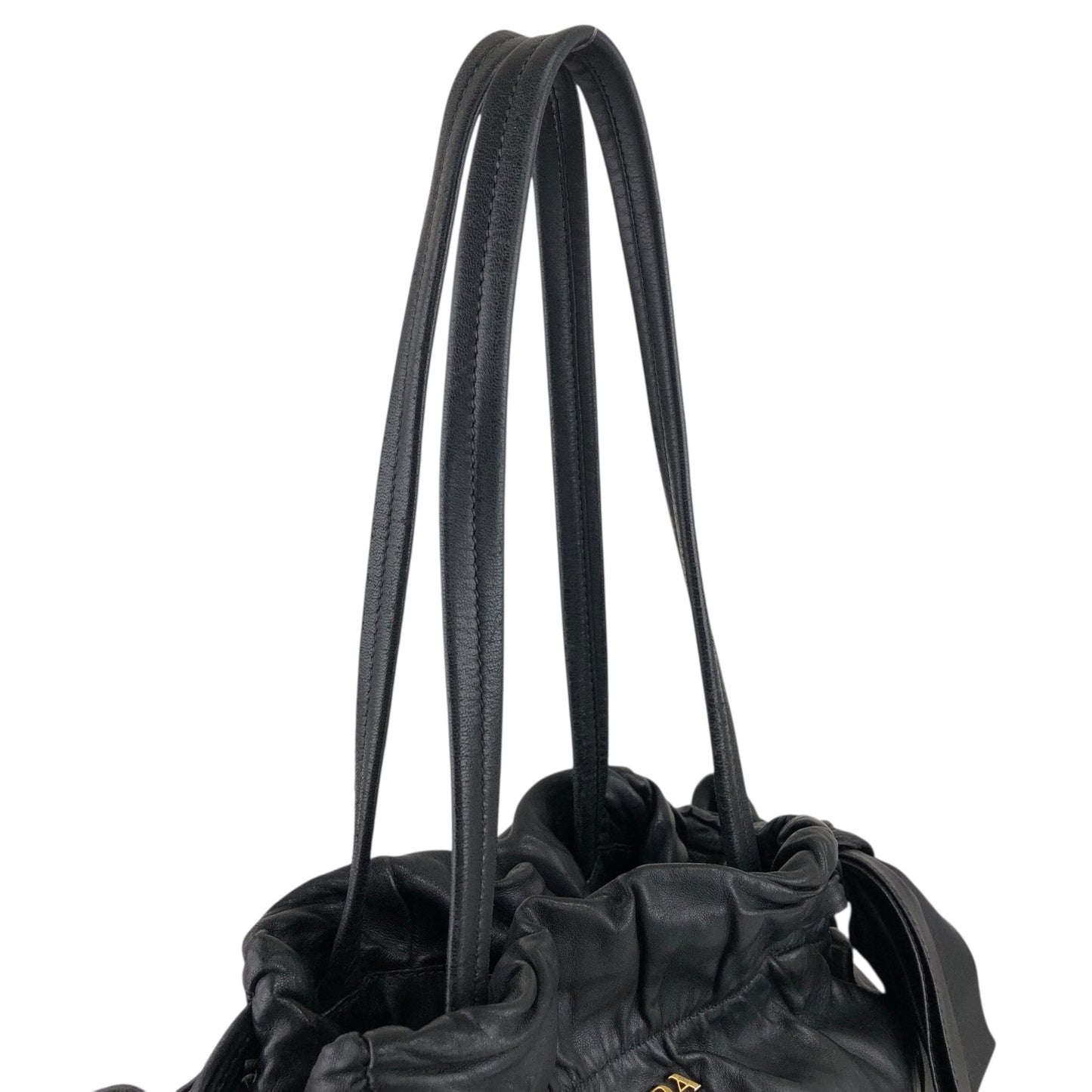 PRADA Logo Ribbon Totebag Black Vintage 548imc