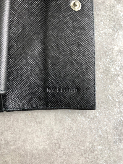 PRADA Triangle Logo Trifold Wallet Black Vintage kiyi6h