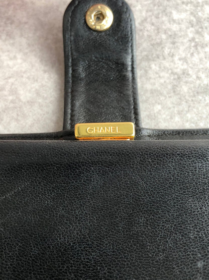 CHANEL Coco Mark Folded Wallet Black Vintage kjg3jv