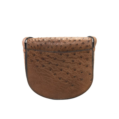 CELINE Triomphe Blason Emblem 鴕鳥皮斜背包單肩包棕色復古 ncpap7 