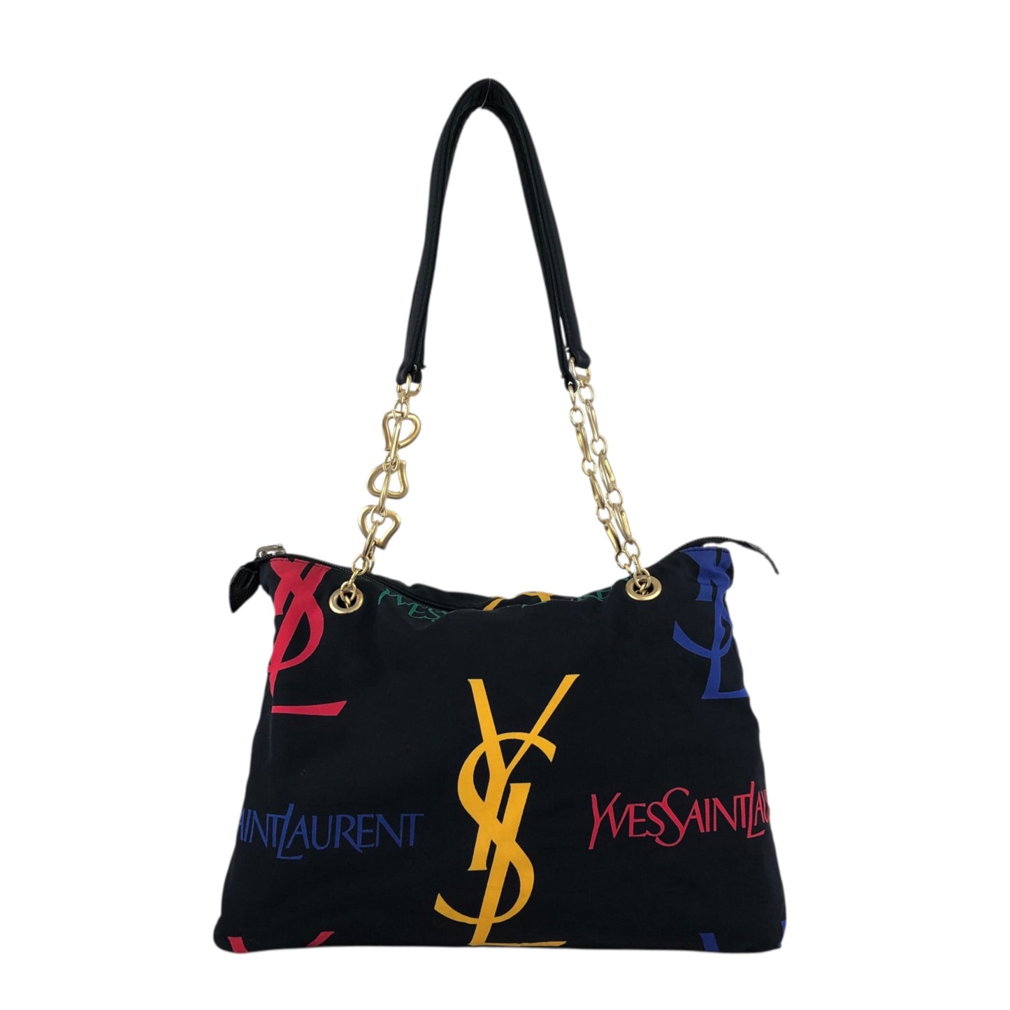 Yves Saint Laurent Logo Chain Totebag Black Vintage fniuvx