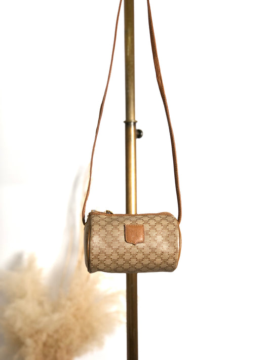 CELINE Macadam Blason Small Shoulder bag Beige Vintage n3gs7s