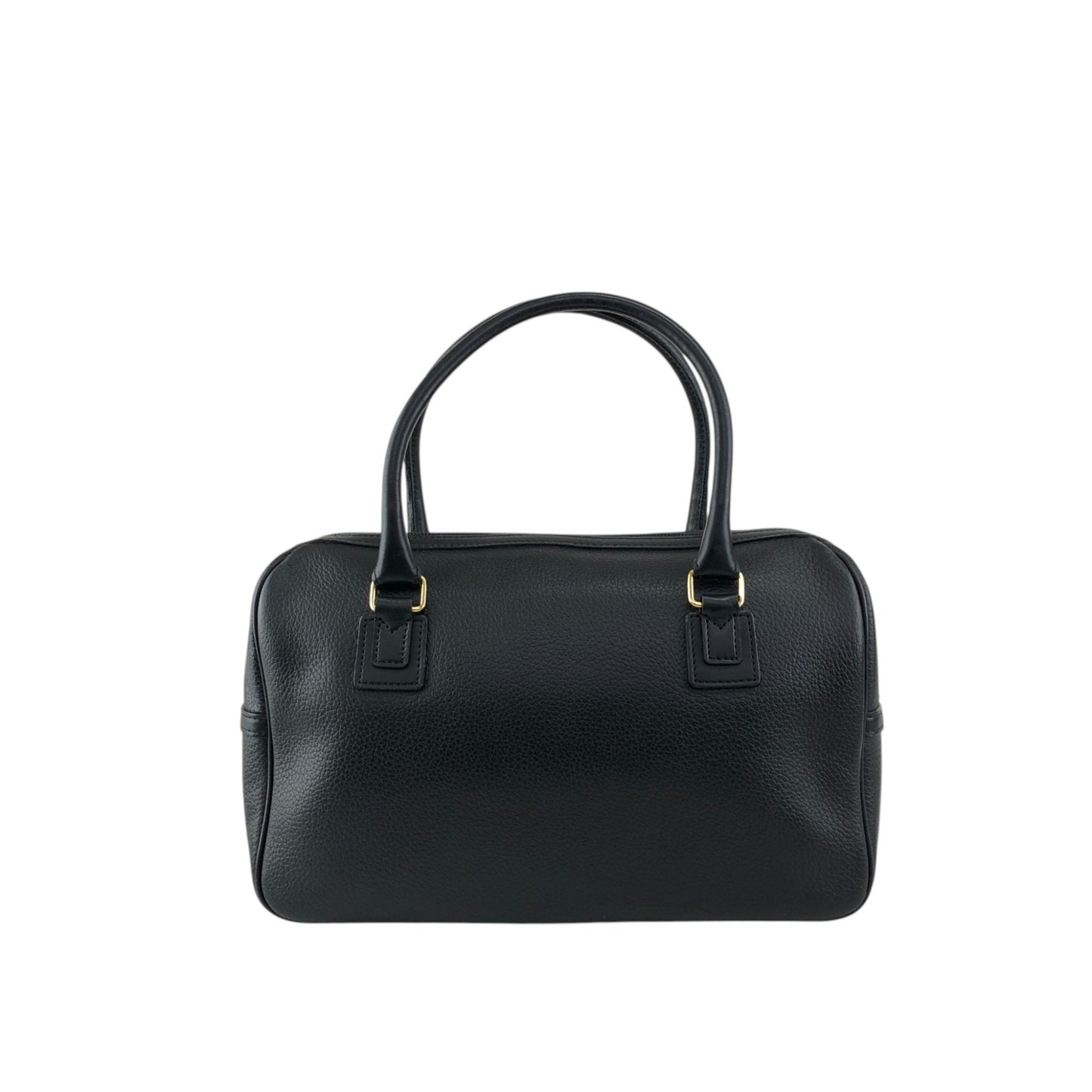 BURBERRY Logo Embossed Small Boston bag Handbag Black Vintage nyp64d