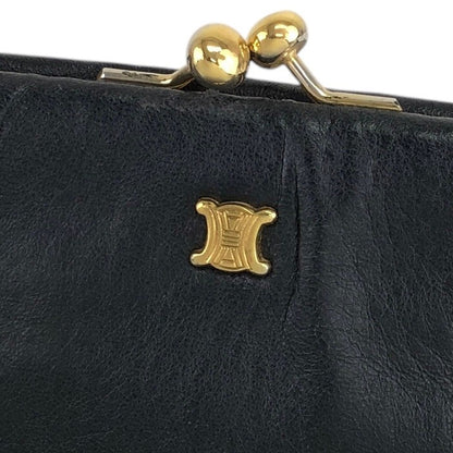 CELINE Triomphe Metal Clasp Chain Shoulder bag Black Vintage nc5c3h