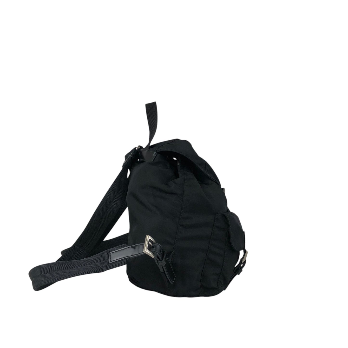 PRADA Tessuto Triangle Logo Double Pocket Backpack Black Vintage rikdef