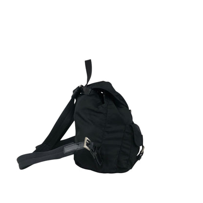 PRADA Tessuto Triangle Logo Double Pocket Backpack Black Vintage rikdef