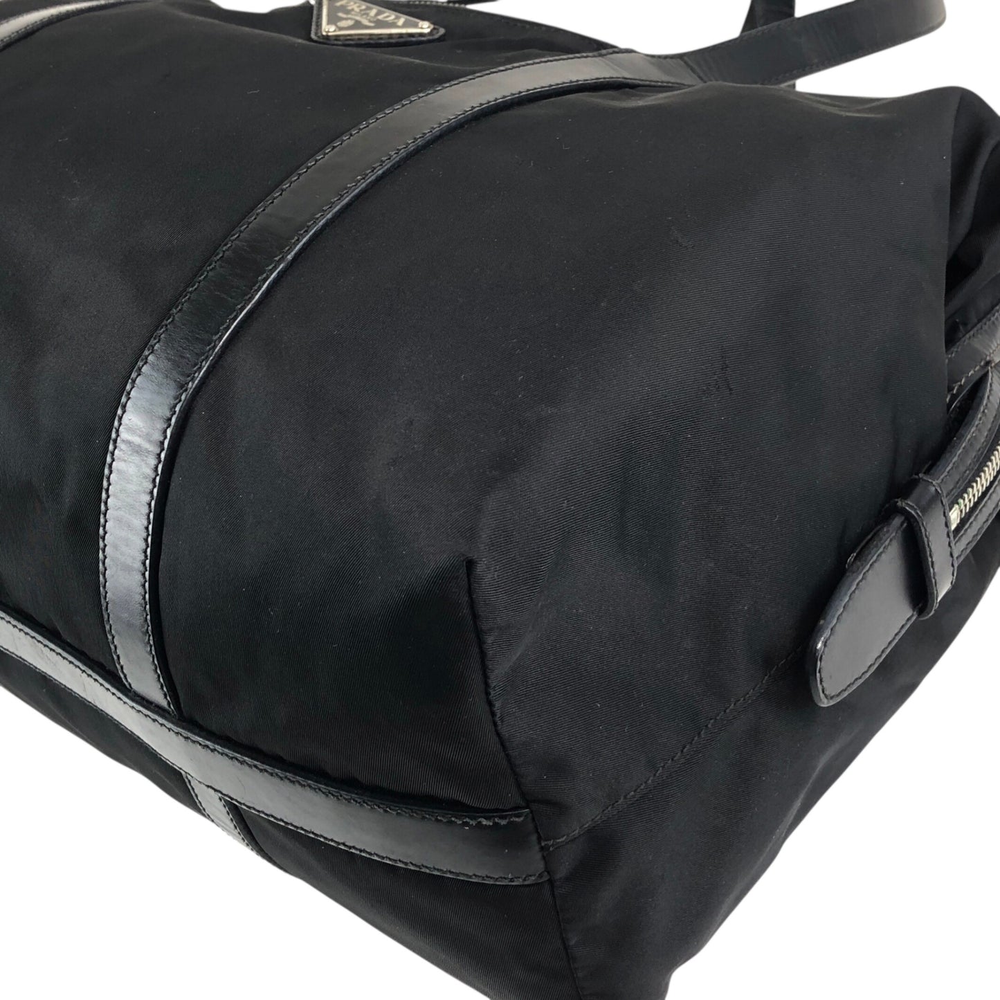 PRADA Tessuto Triangle Logo Padlock Totebag Black Vintage cfbs7r