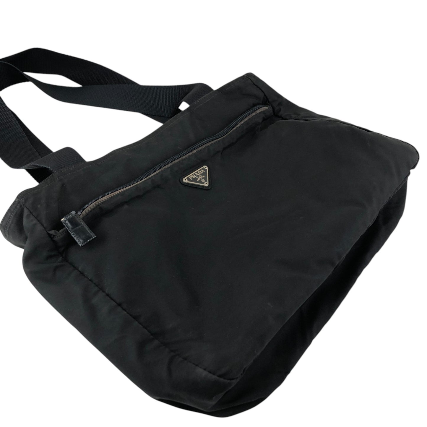 PRADA Tessuto Triangle Logo Totebag Black Vintage ztj777