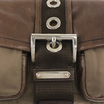 PRADA Tessuto Triangle Logo Belt Motif Shoulder bag Brown Vintage s7iz35